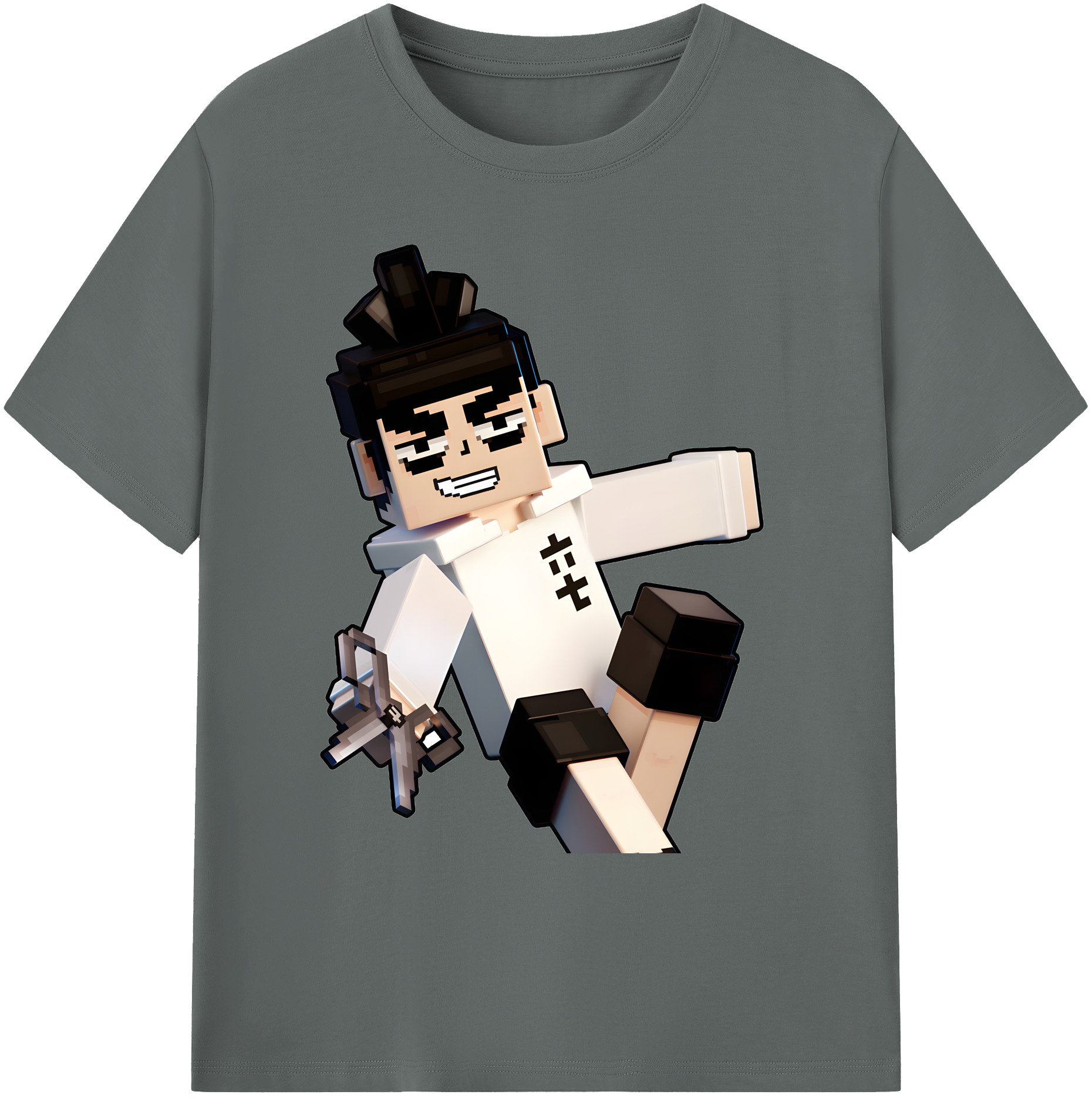 （画像用） マインクラフト ブロックの世界 Minecraft MC Block world 綿100％ メンズ半袖Tシャツ｜肌触りやわらか＆通気性